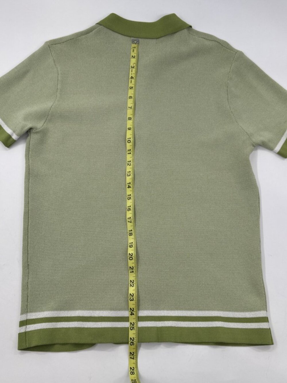 PJ Paul Jones Knit Polo Shirt Mens Medium Green Textured Retro 70s Style - Picture 10 of 11